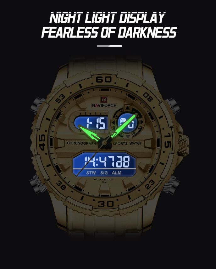 Naviforce 9234 Men’s Waterproof Sports Dual Display Watch