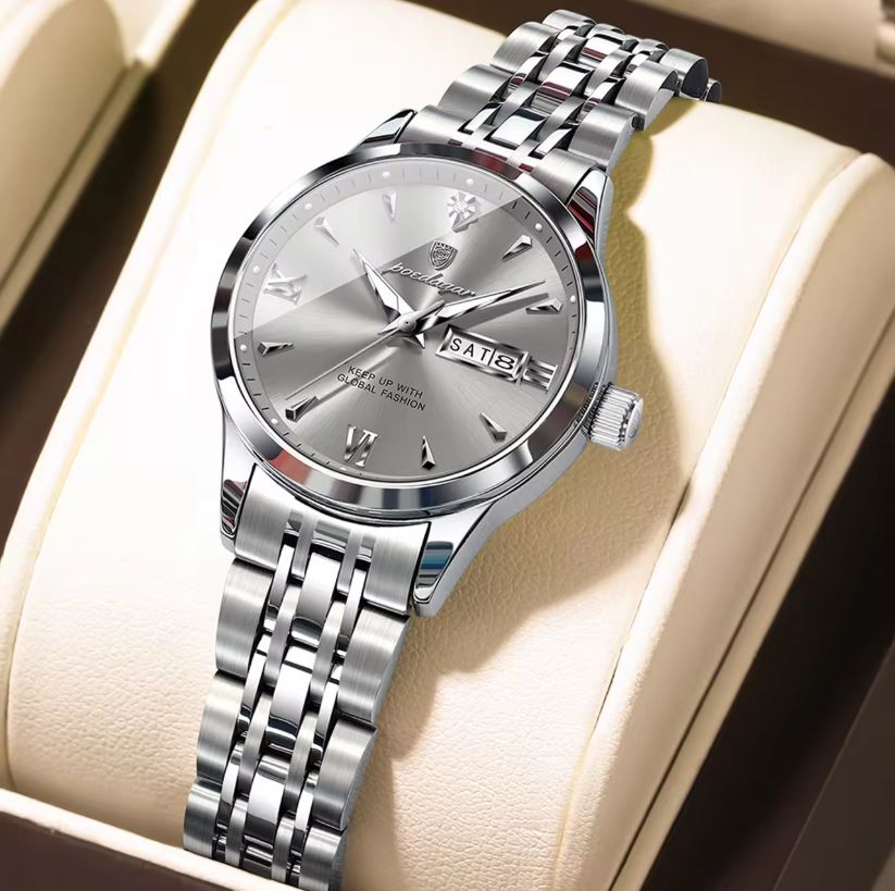 POEDAGAR 504 Women’s Quartz Watch Silver Gray – Stainless Steel Band & Complete Calendar Design (Copy) (Copy) (Copy) (Copy)