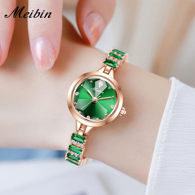 MEIBIN 1690 Women’s Fashion Bracelet Watch Green – Waterproof Quartz Jewelry Wristwatch