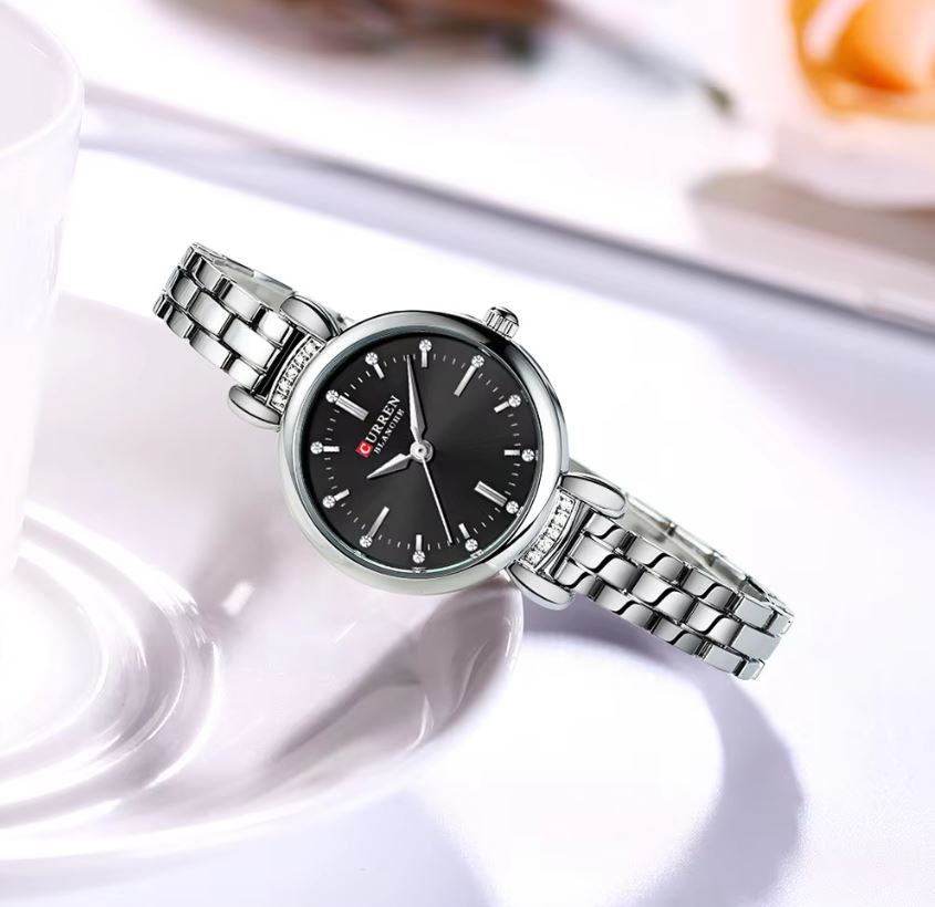 CURREN 9098 Silver Black Women’s Elegant Stainless Steel Quartz Watch