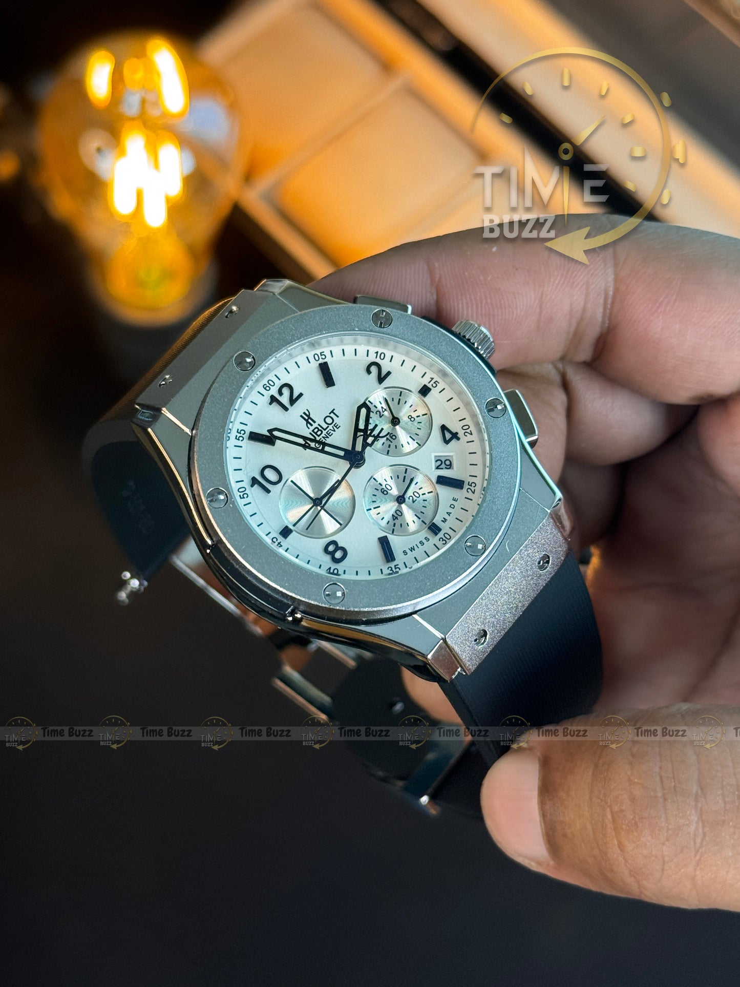Hublot Classic Fusion Chronograph Men’s Watch – White Dial & Black Silicone Strap