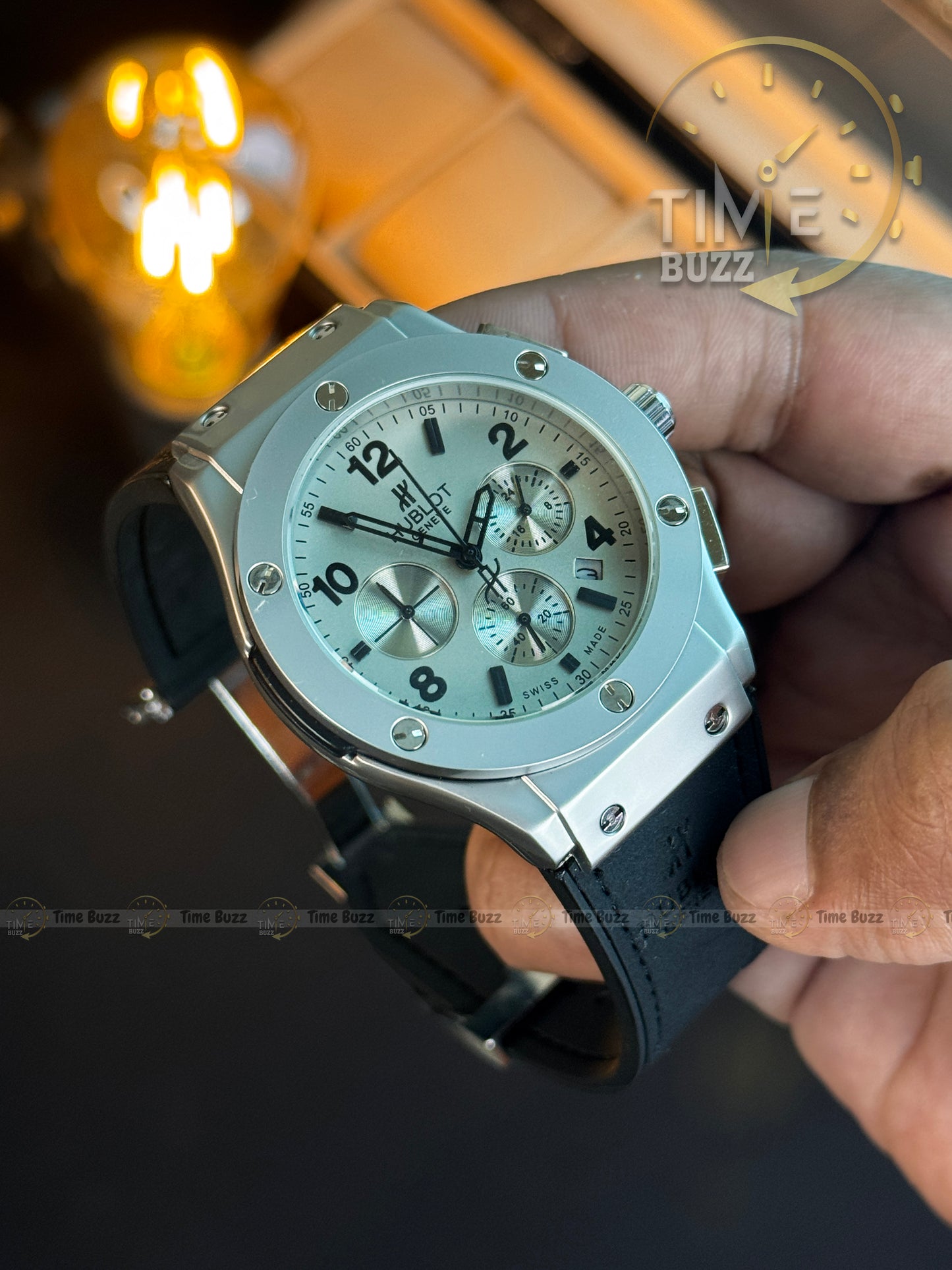 Hublot Big Bang Chronograph Men’s Watch – Silver Dial & Black Strap