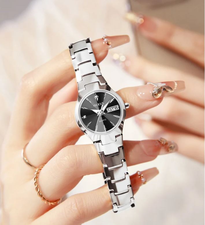OLEVS 8697 Fashionable Quartz Timepiece with Diamond Accents