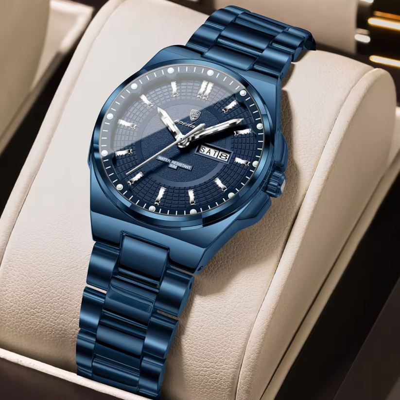 POEDAGAR 796 Women’s Quartz Watch – Day Date, Luminous Blue