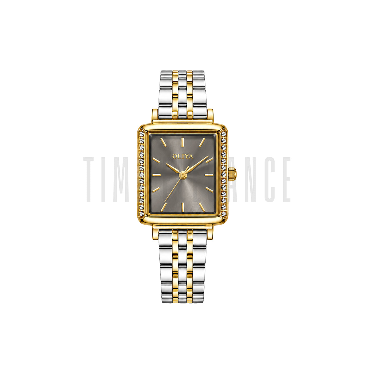 OLIYA 880 Women’s Ash Square Dial Watch – Gold Silver Bracelet