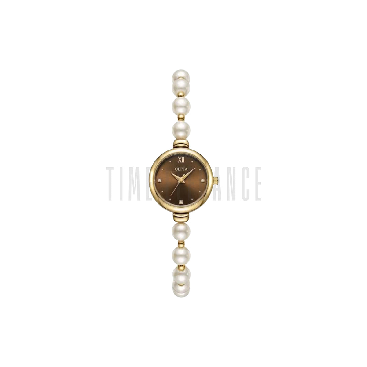 OLIYA 993 Women’s Pearl Bracelet Watch – Elegant Brown Dial Quartz Wristwatch