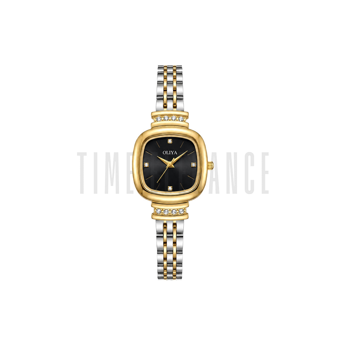 OLIYA 6815 Women’s Square Steel Quartz Watch Black Dial– Waterproof Business Casual Wristwatch