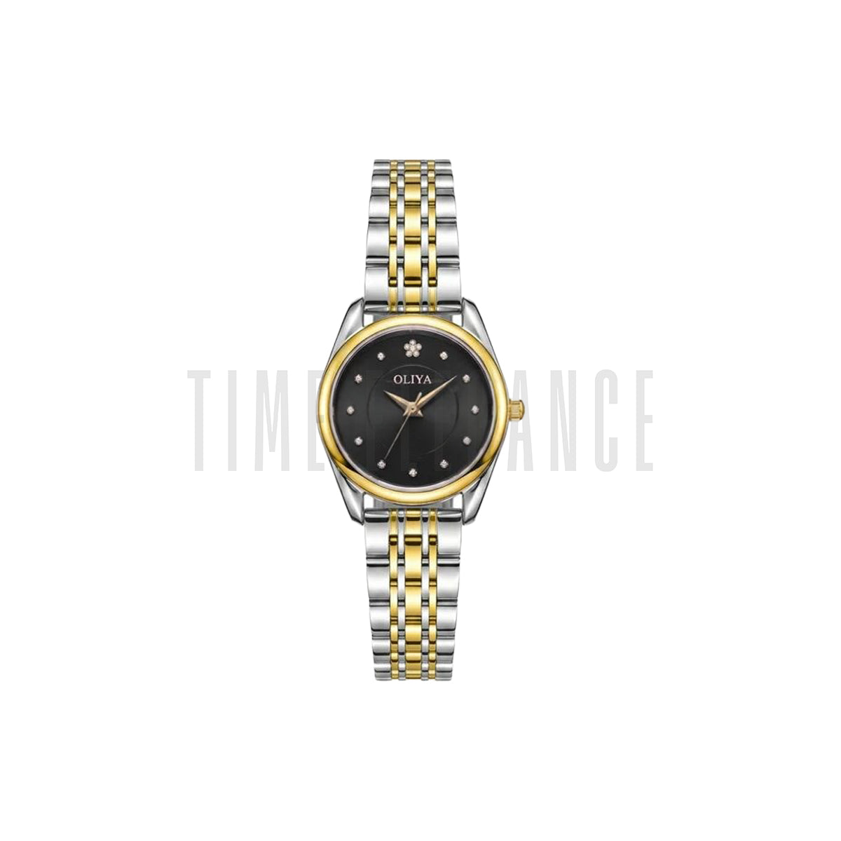 OLIYA 8518 Women’s Luxury Round Quartz Watch Black Dial – Stainless Steel Water Resistant Wristwatch