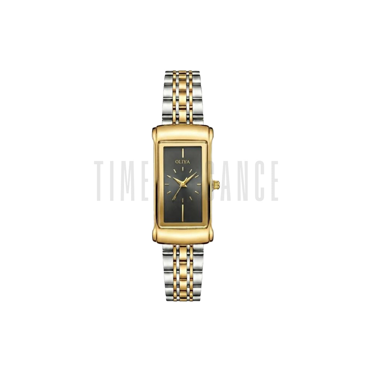 OLIYA 55182 Women’s Square Luxury Quartz Watch Black Dial – Stainless Steel Retro Dress Wristwatch