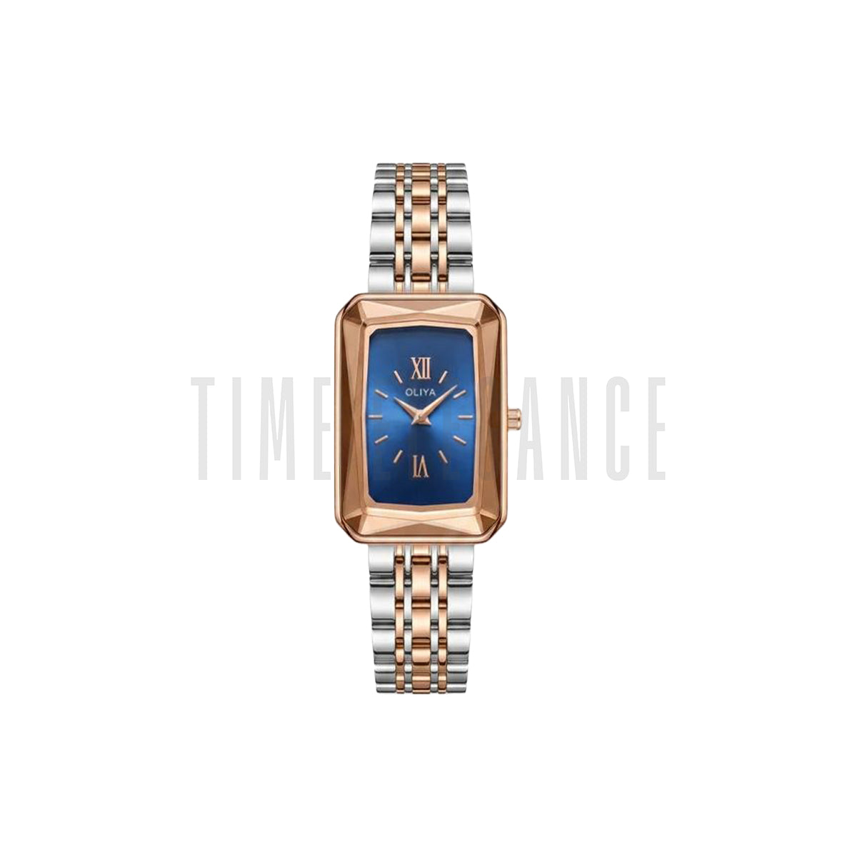 OLIYA 6881 Women’s Rectangle Quartz Watch Blue Dial– Stainless Steel Vintage Ladies Wristwatch