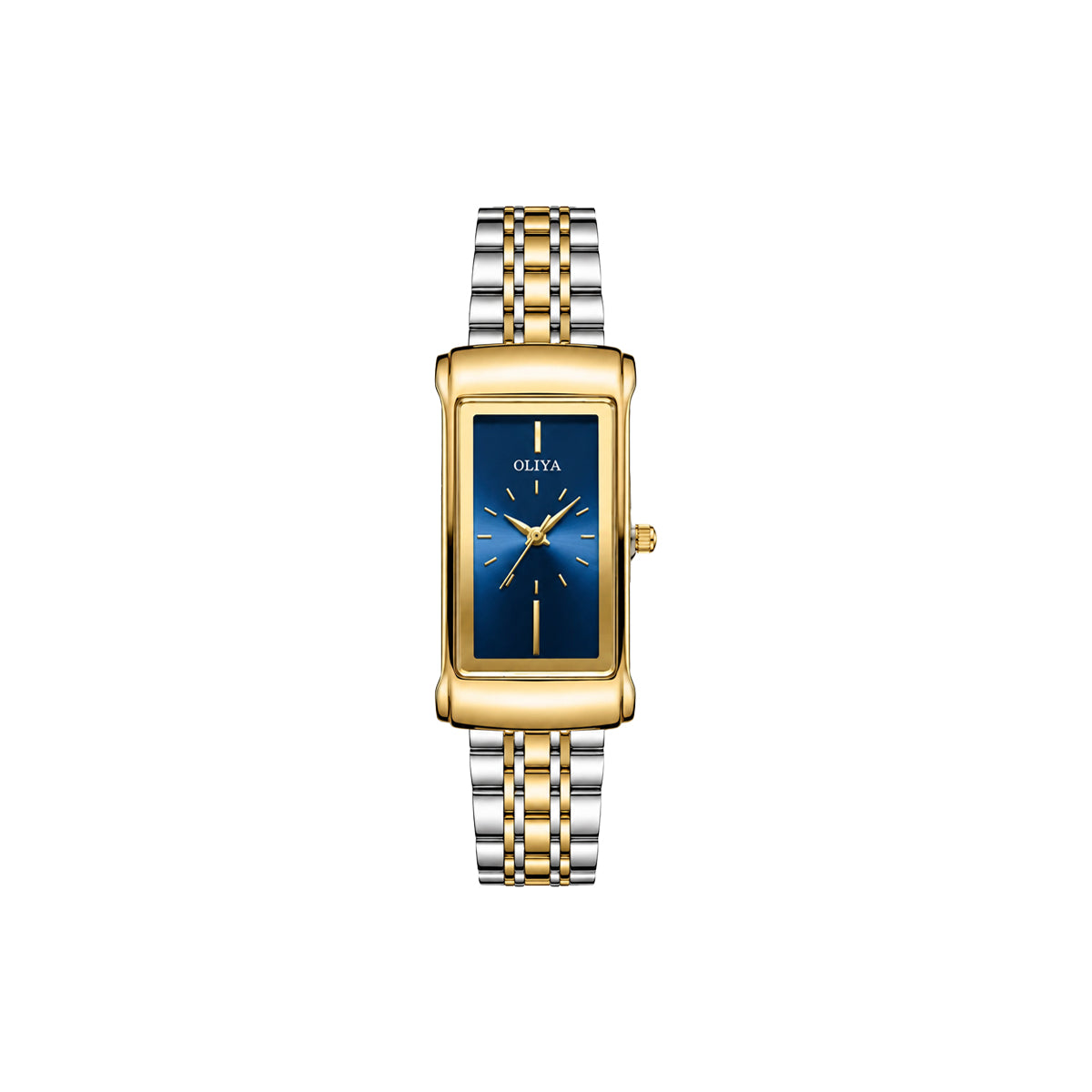 OLIYA 55182 Women’s Square Luxury Quartz Watch Blue Dial – Stainless Steel Retro Dress Wristwatch