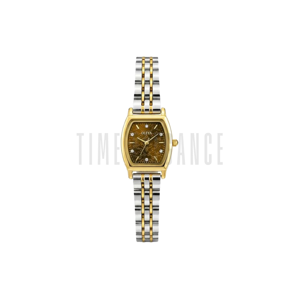 OLIYA 2001 Women’s Luxury Tonneau Quartz Watch Brown Dial – Stainless Steel Water Resistant Wristwatch