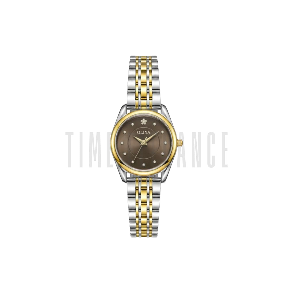 OLIYA 8518 Women’s Luxury Round Quartz Watch Brown Dial – Stainless Steel Water Resistant Wristwatch