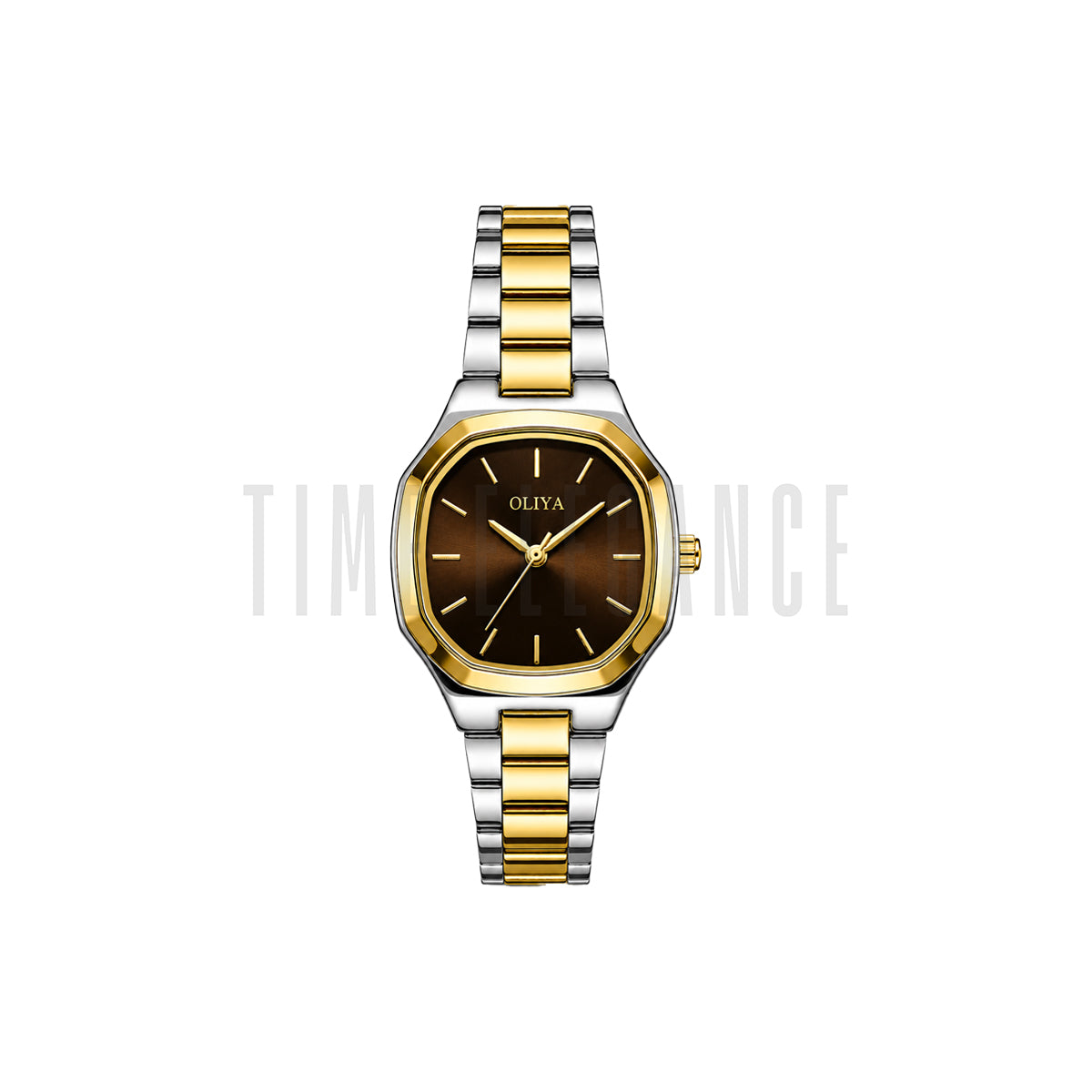 OLIYA 831 Women’s Dark Brown Dial Watch – Two Tone Bracelet
