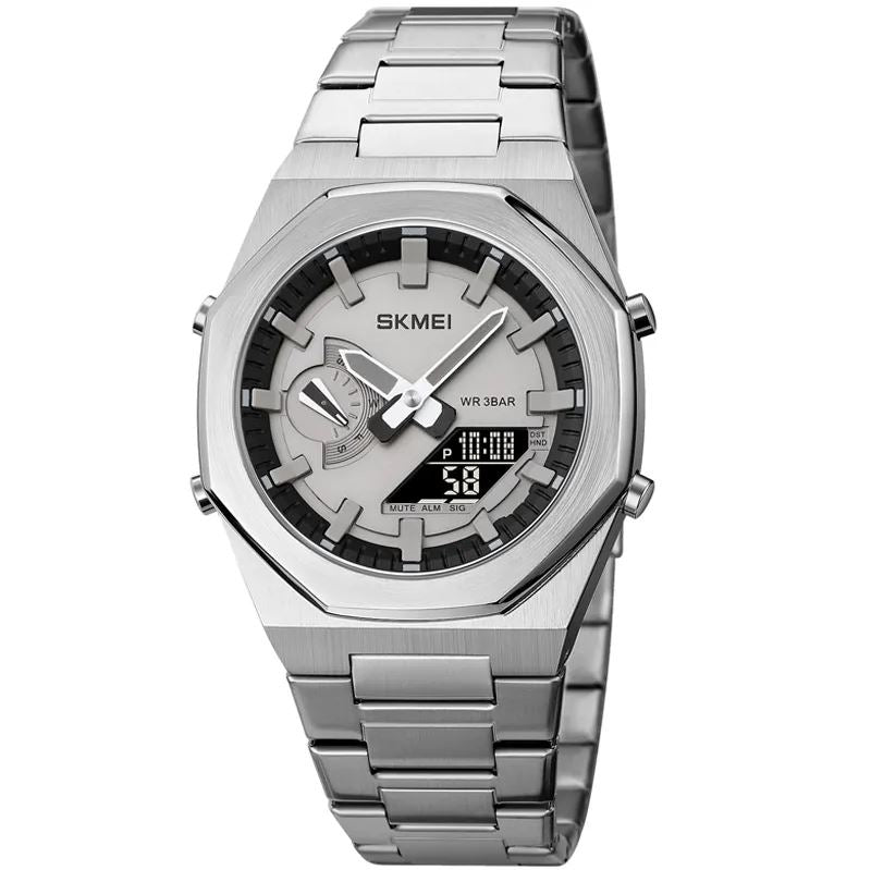 SKMEI 1816 Dual-Display Men’s Silver Watch