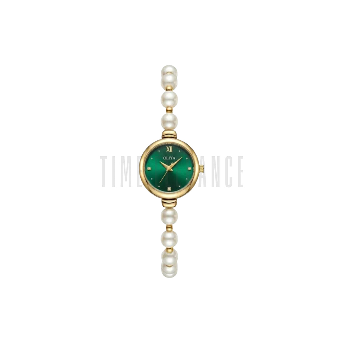 OLIYA 993 Women’s Pearl Bracelet Watch – Elegant Green Dial Quartz Wristwatch