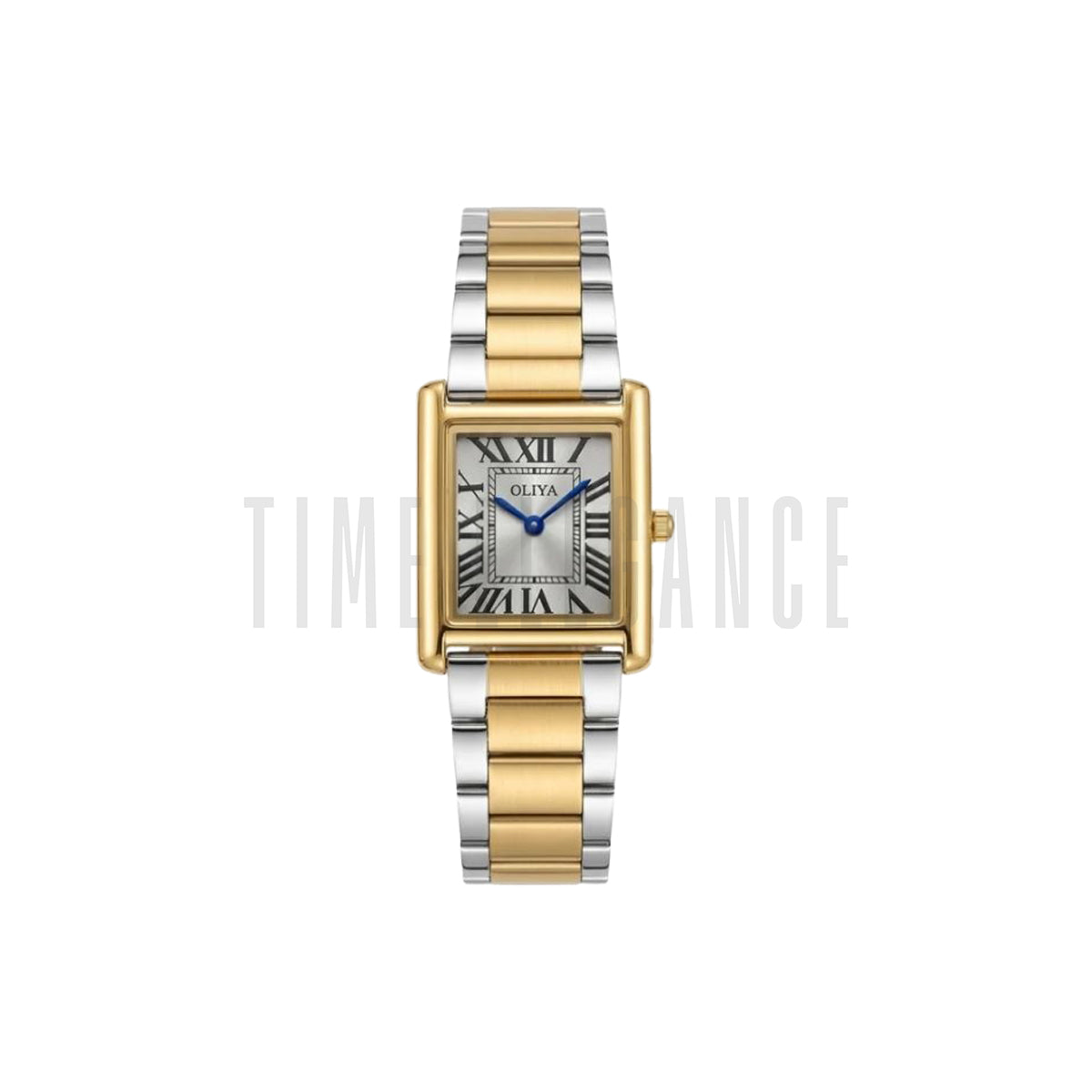 OLIYA 6862 Women’s Luxury Quartz Watch Grey Dial – Elegant Two-Tone Rectangular Stainless Steel Wristwatch