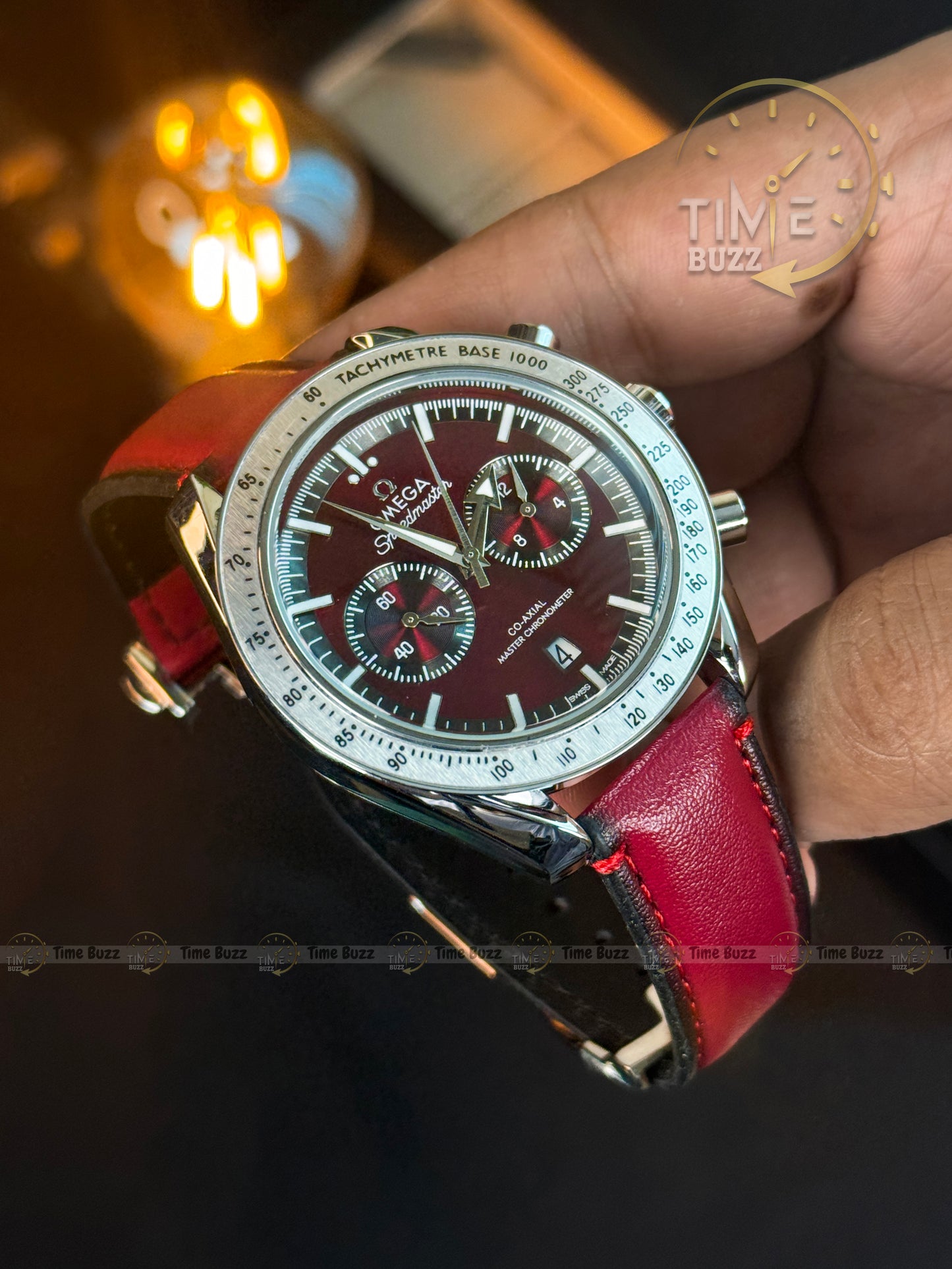 Omega Speedmaster Chronograph Men’s Watch – Red Dial & Red Leather Strap