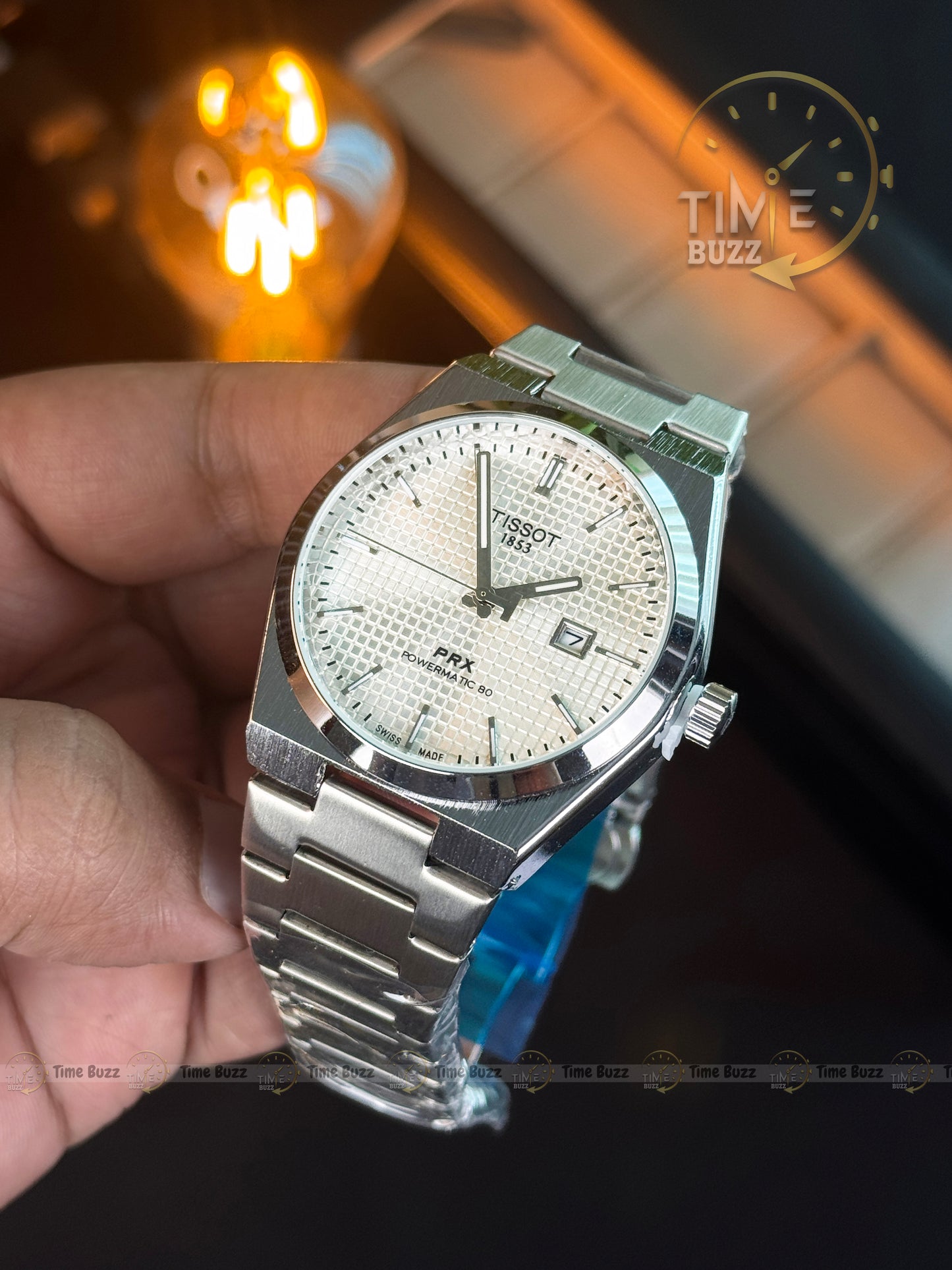 Tissot PRX Powermatic 80 Men’s Watch – White Waffle Dial & Stainless Steel Chain Strap