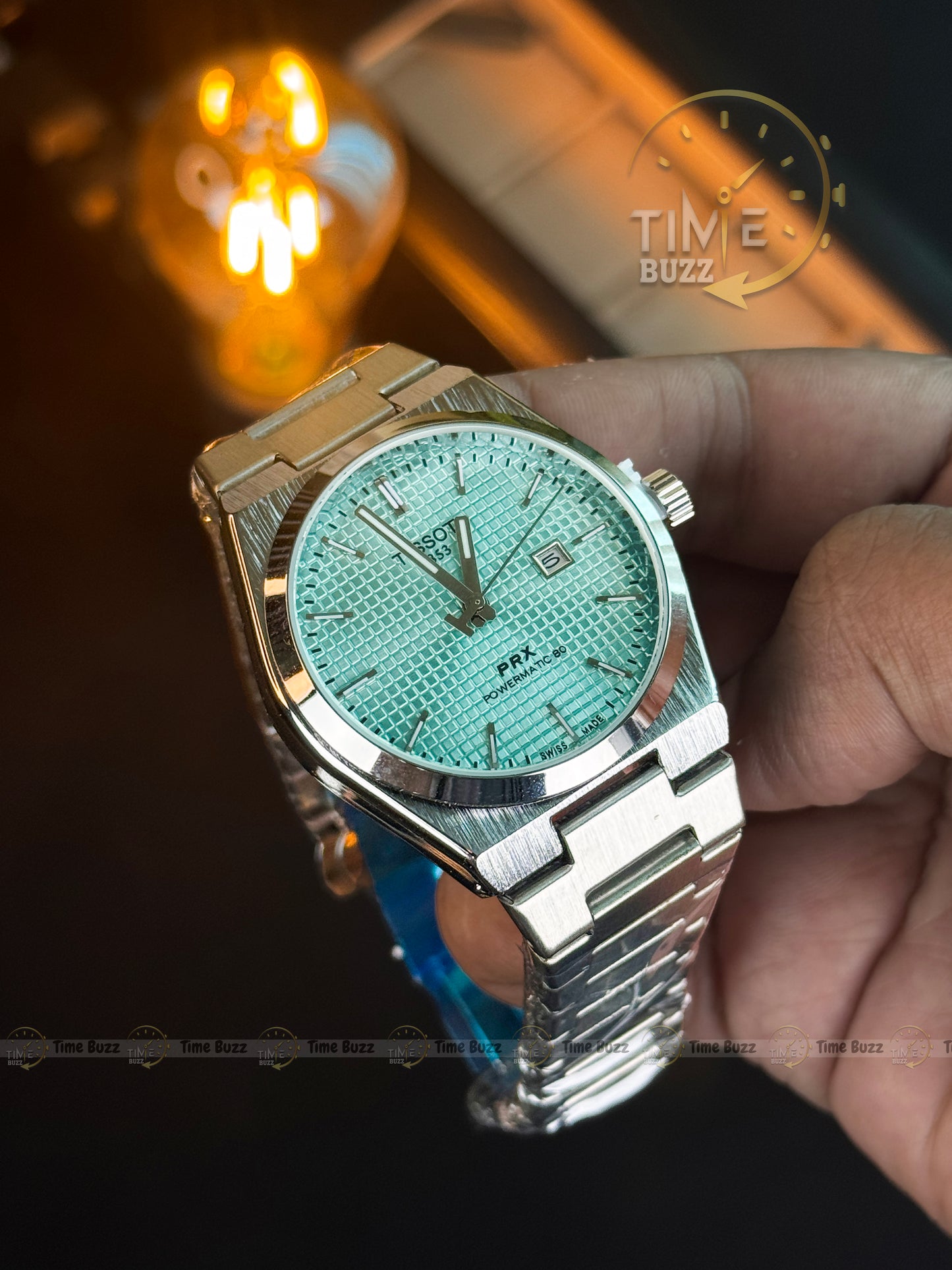 Tissot PRX Powermatic 80 Men’s Watch – Tiffany Blue Waffle Dial & Stainless Steel Chain Strap