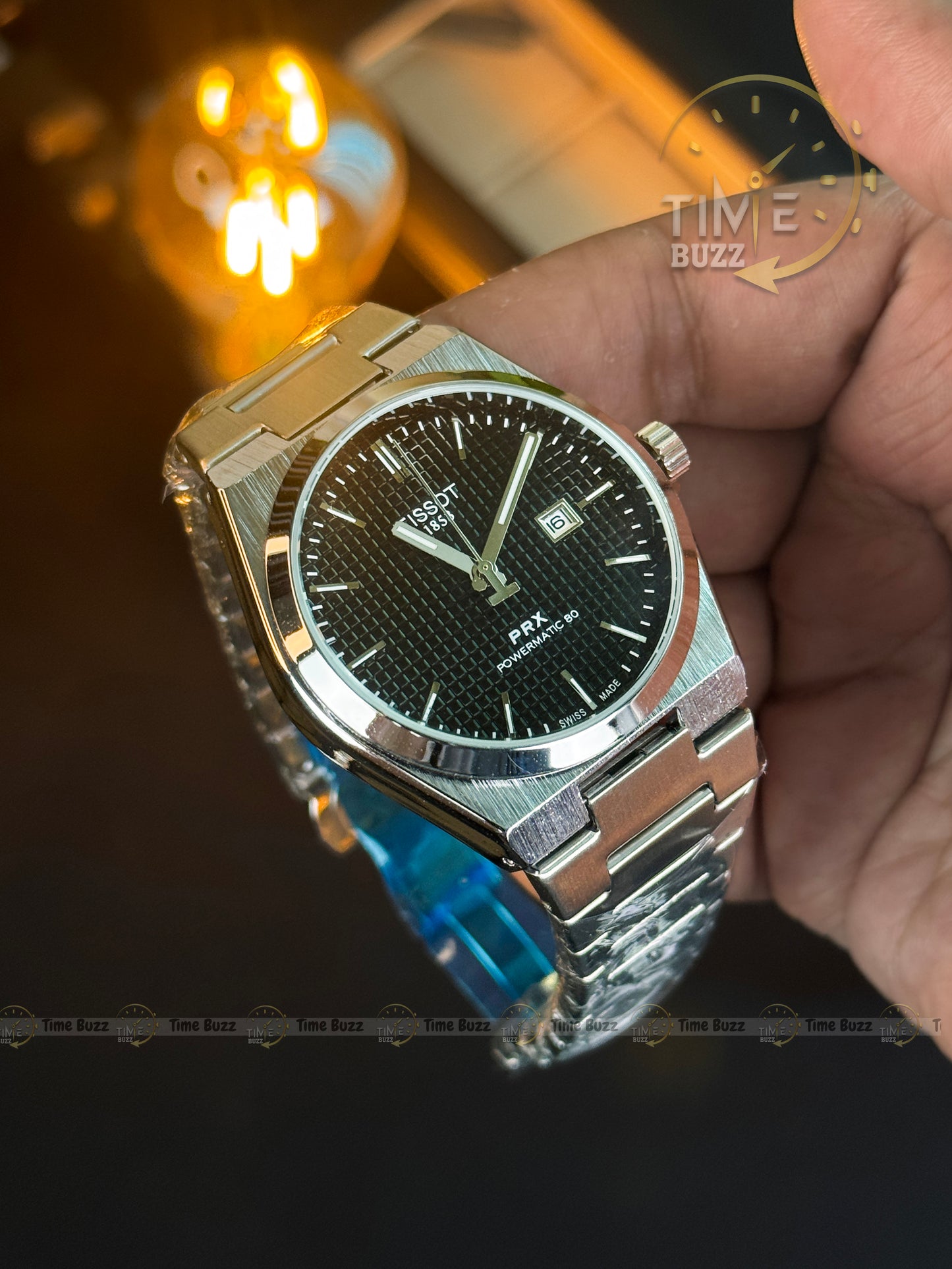 Tissot PRX Powermatic 80 Men’s Watch – Black Waffle Dial & Stainless Steel Chain Strap