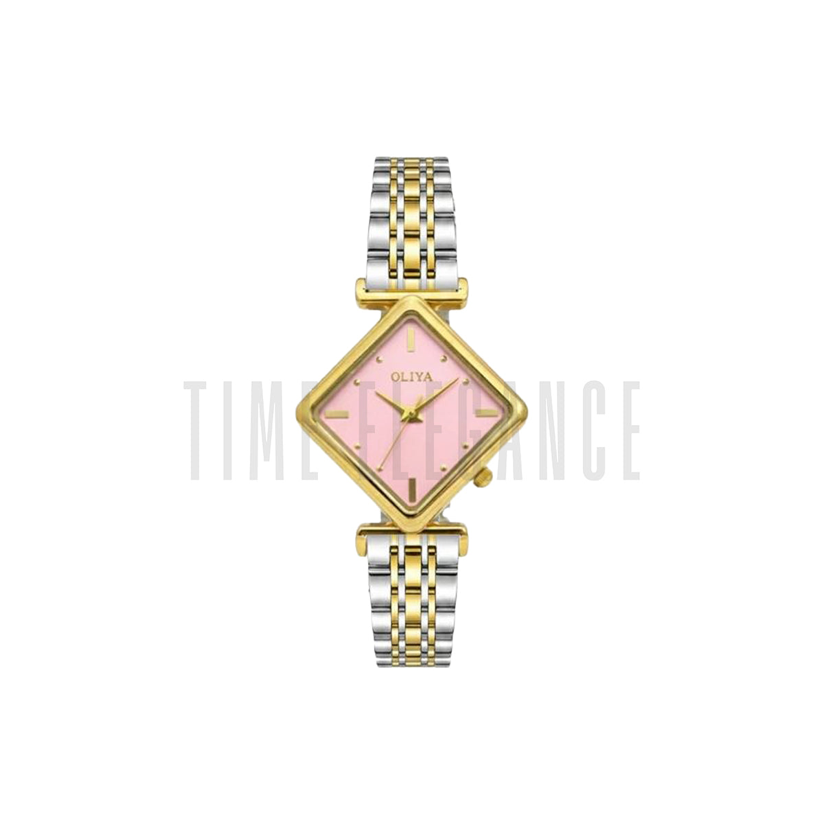 OLIYA 6819 Women’s Diamond-Shaped Pink Dial Quartz Watch – Simple Casual Fashion Wristwatch