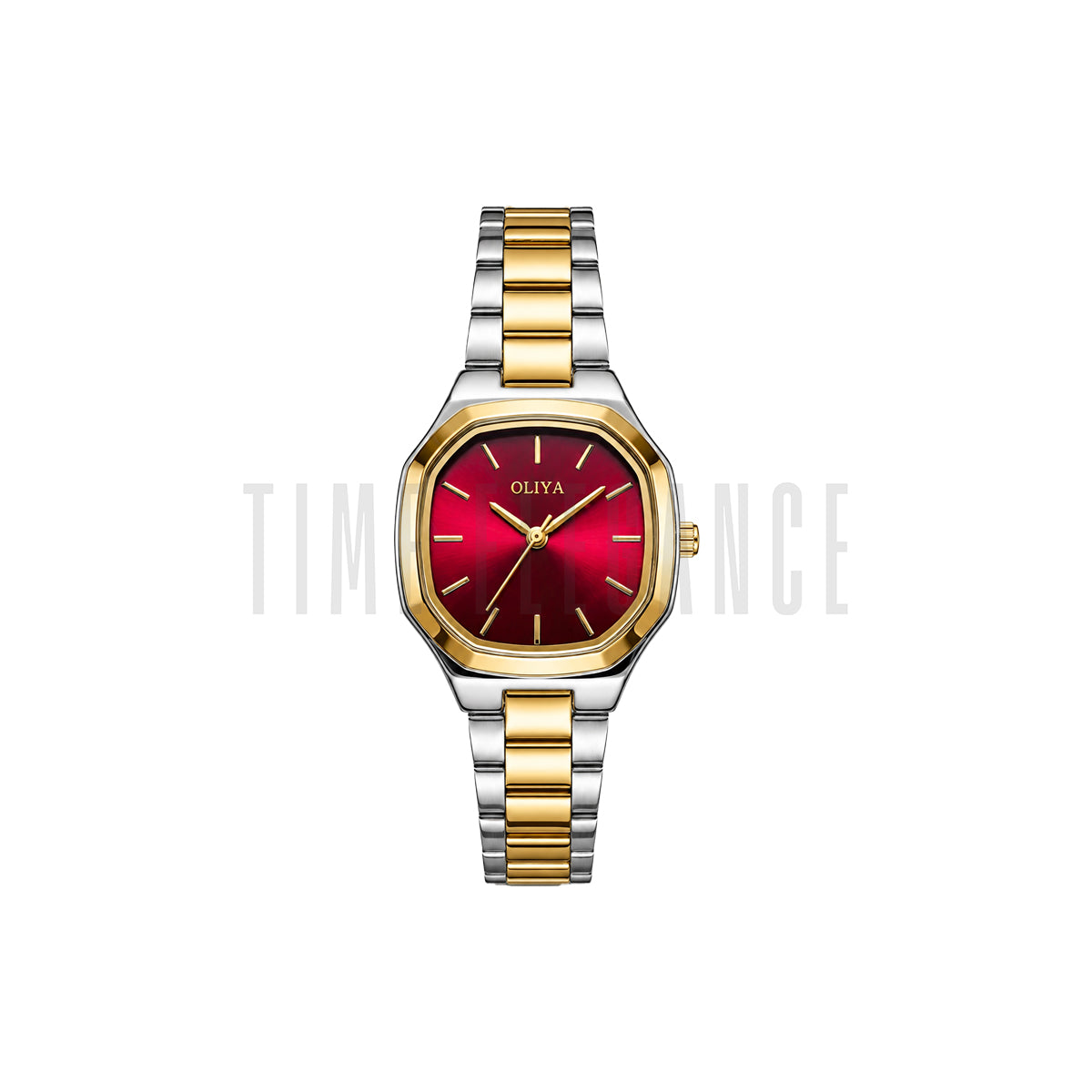 OLIYA 831 Women’s Red Dial Watch – Two Tone Bracelet