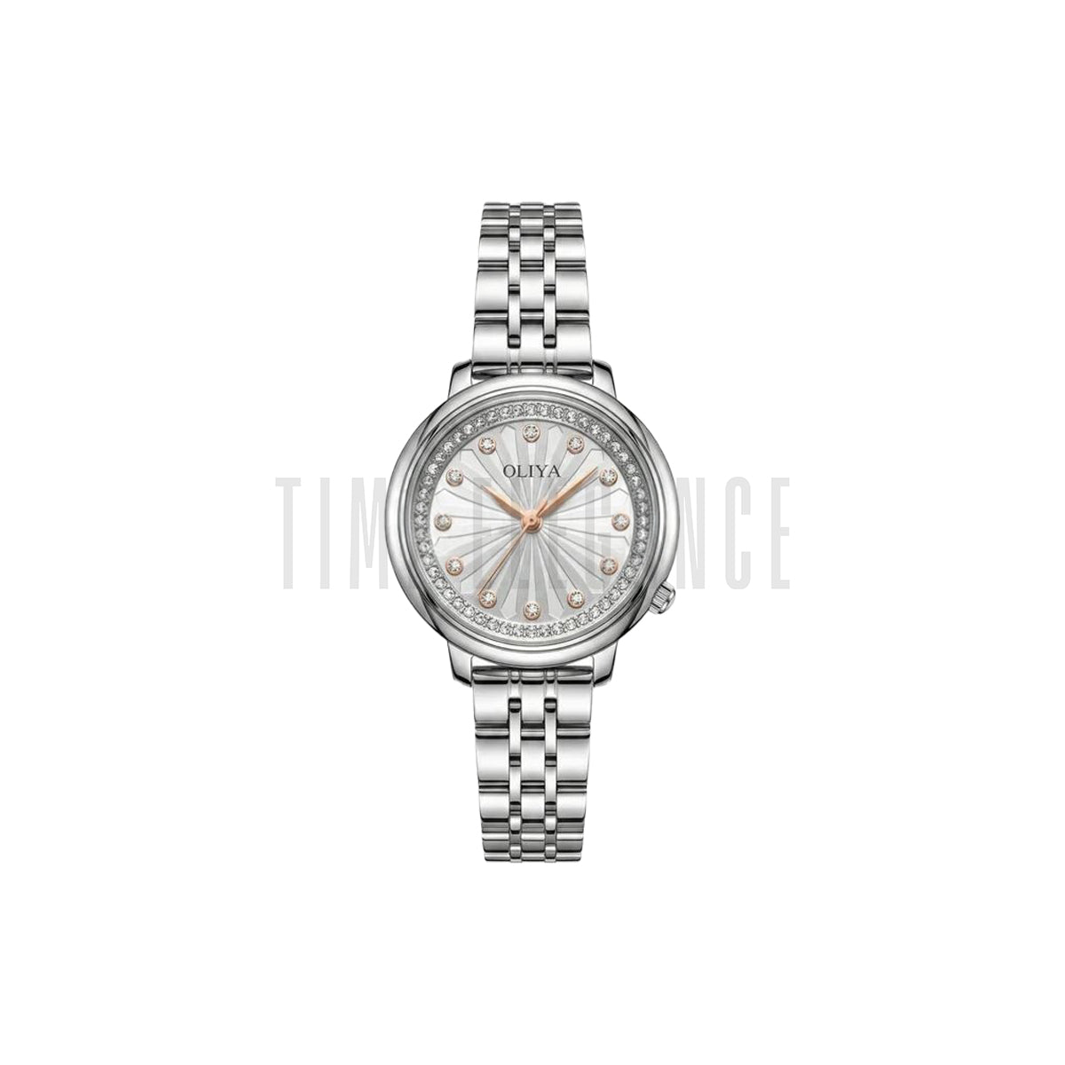 OLIYA 889 Women’s Luxury Diamond Watch Silver – Round Dial Stainless Steel Wristwatch