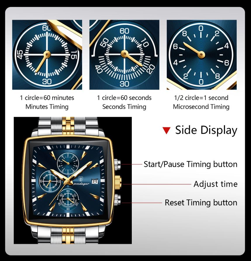 POEDAGAR 866 Men’s Luxury Stainless Steel Watch