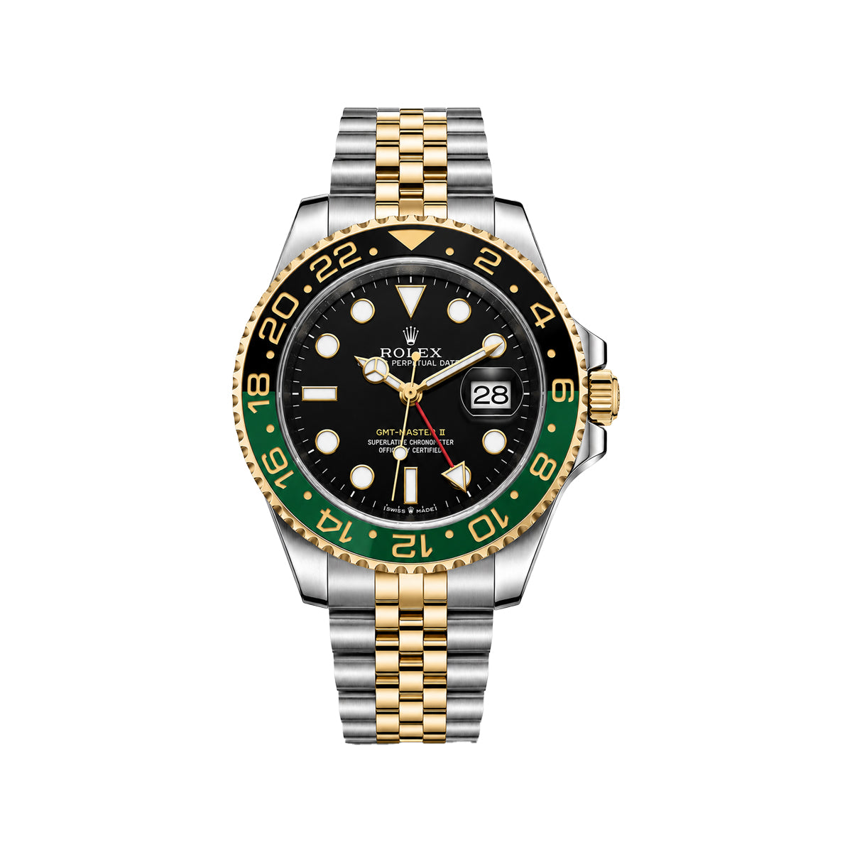 Rolex GMT-Master II Two Tone Men’s Watch – Black Dial & Green Black Bezel