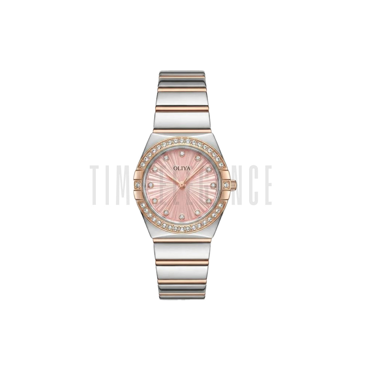 OLIYA 990 Women’s Luxury Diamond Watch Pink Dial– Stainless Steel Designer Bling Wristwatch