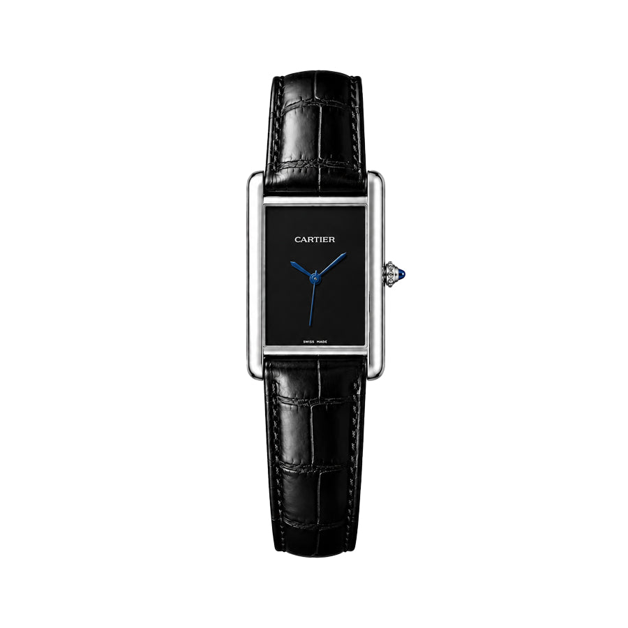 AAA Grade Cartier Tank Américaine Silver Black Leather Quartz Watch
