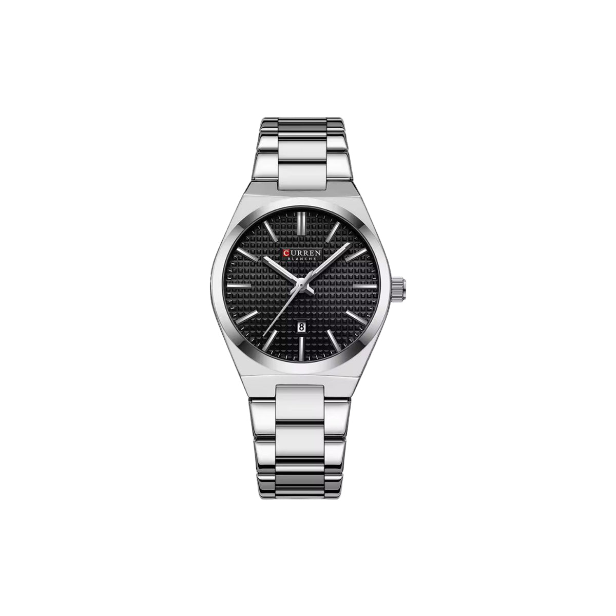 CURREN 8439L Women’s Silver Black Quartz Watch – Stainless Steel Bracelet & Date Display