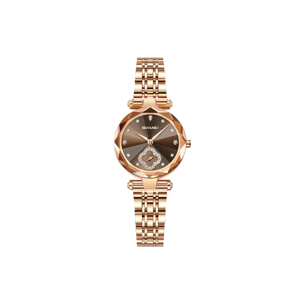 SKMEI 2718 Women’s Elegant Quartz Watch Copper Dial– Stainless Steel Band, 30M Waterproof Ladies Dress Watch
