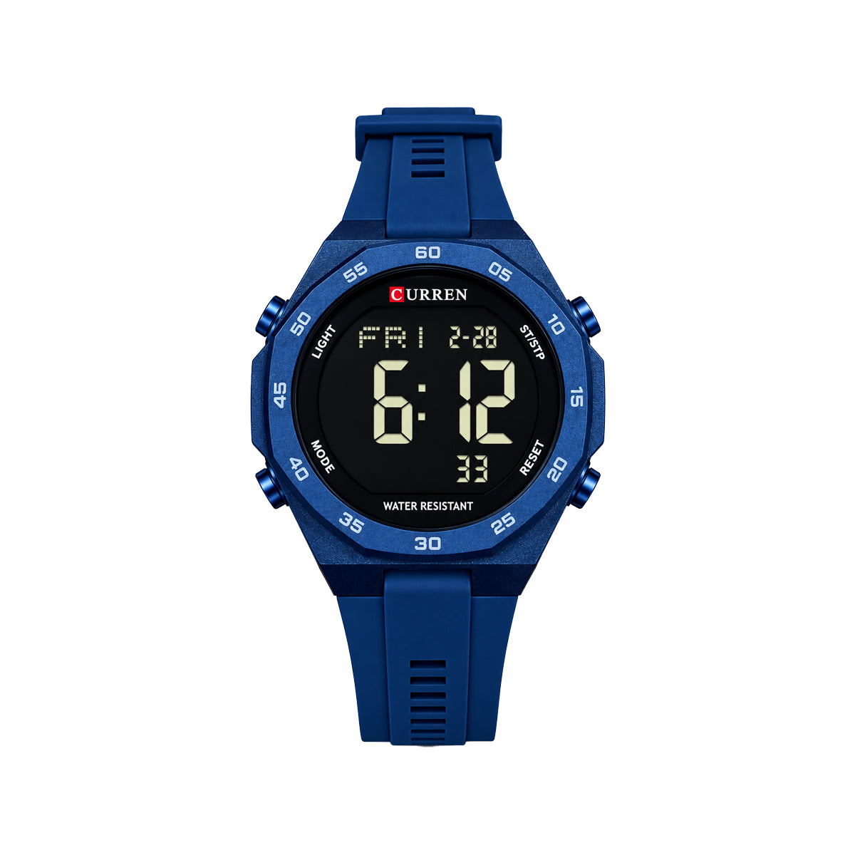 CURREN 6101 Men's Digital Watch Blue– Silicone Strap, Alarm & Backlight