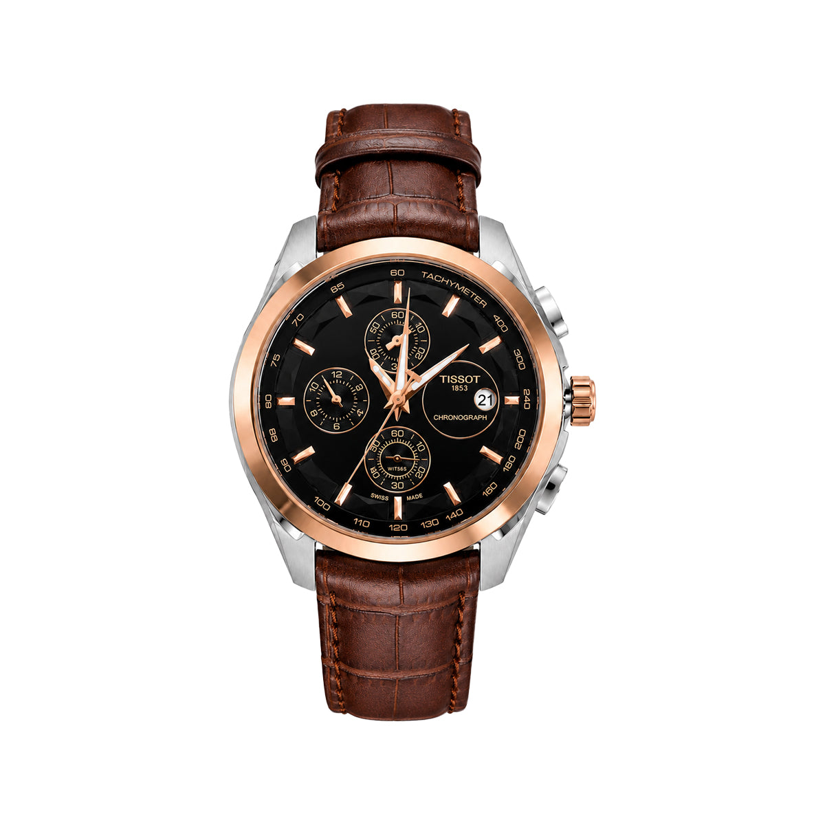 Tissot 1853 Chronograph Rose Gold Border Brown Leather Men's Watch