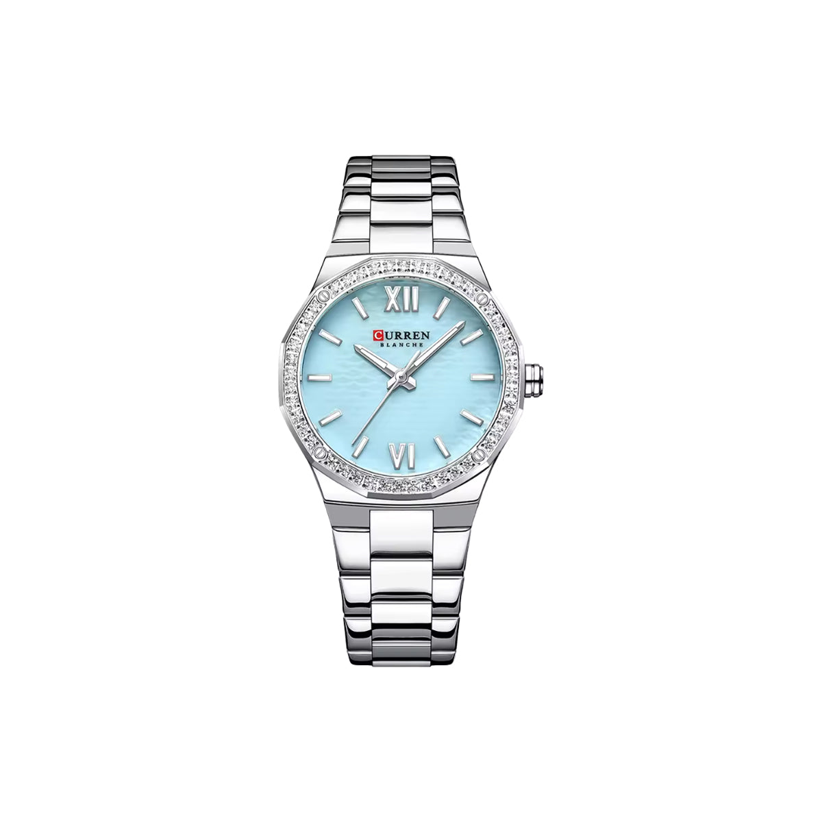 CURREN 9103 Women’s Elegant Quartz Watch Silver Blue – Oval Case, Luminous Hands & Stainless Steel Bracelet