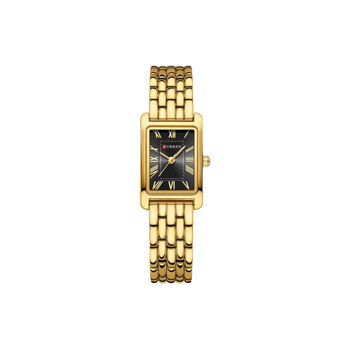 CURREN 9115 Women’s Rectangular Quartz Watch Gold Black– Roman Numeral Dial