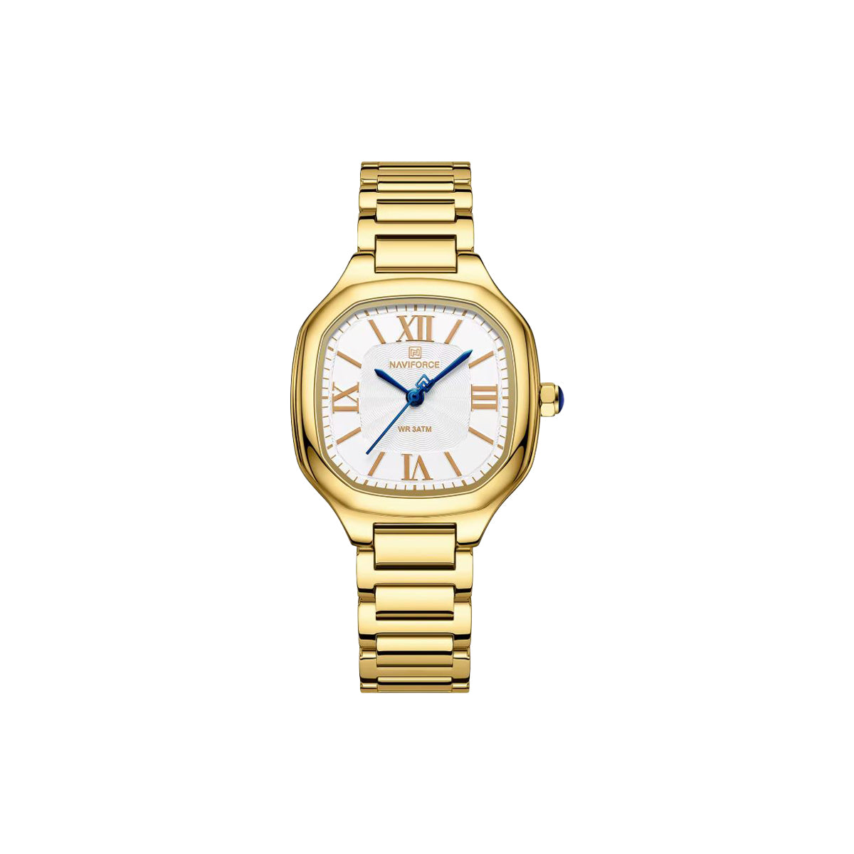 NAVIFORCE 5042 Women’s Square Quartz Watch Golden White– Stainless Steel Bracelet