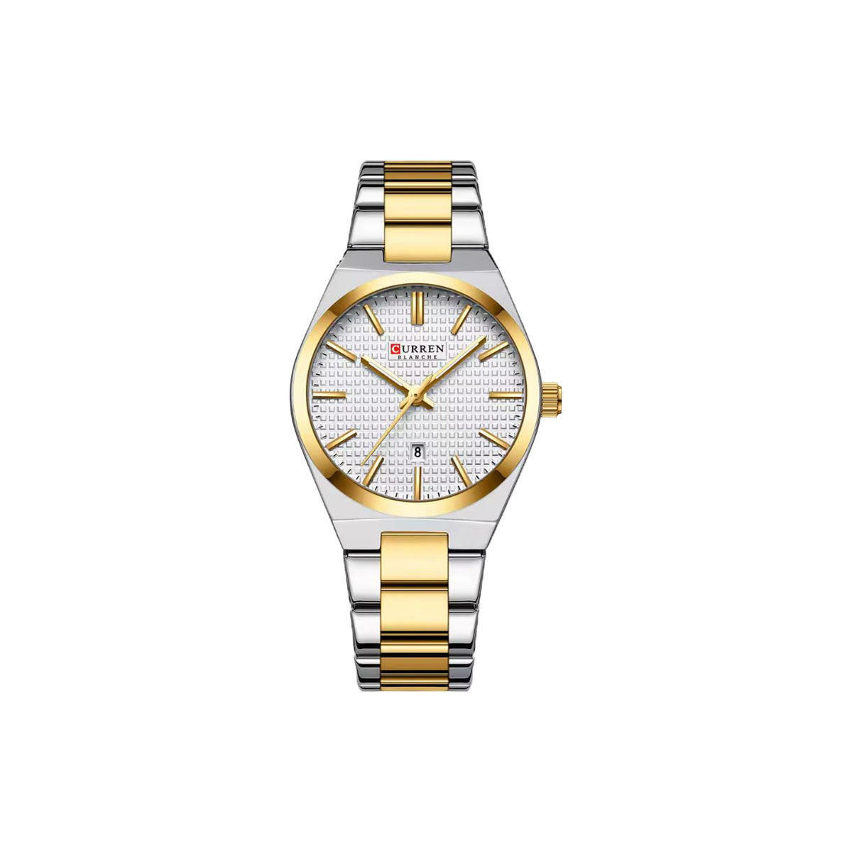 CURREN 8439L Women’s Gold White Quartz Watch – Stainless Steel Bracelet & Date Display
