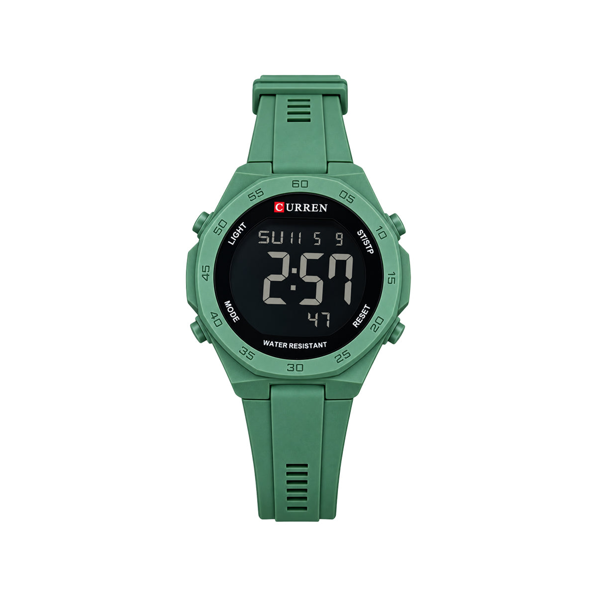 CURREN 6101 Men's Digital Watch Green– Silicone Strap, Alarm & Backlight
