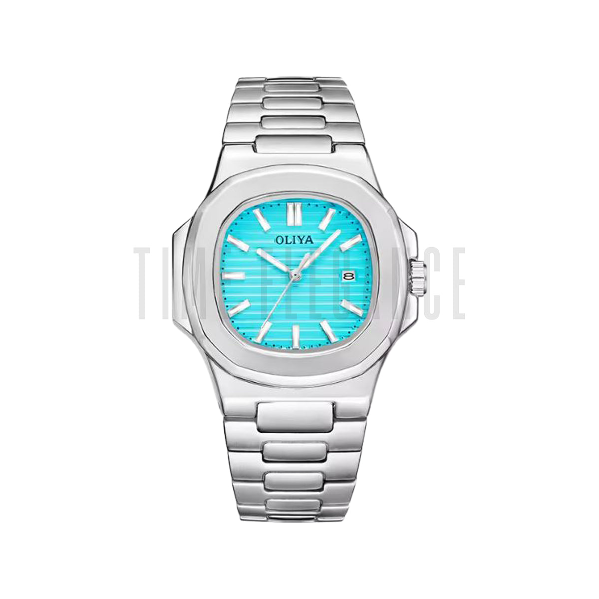 OLIYA 1686 Tiffany Blue Dial Stainless Steel Quartz Watch for Men | Luxury Sport Date Wristwatch