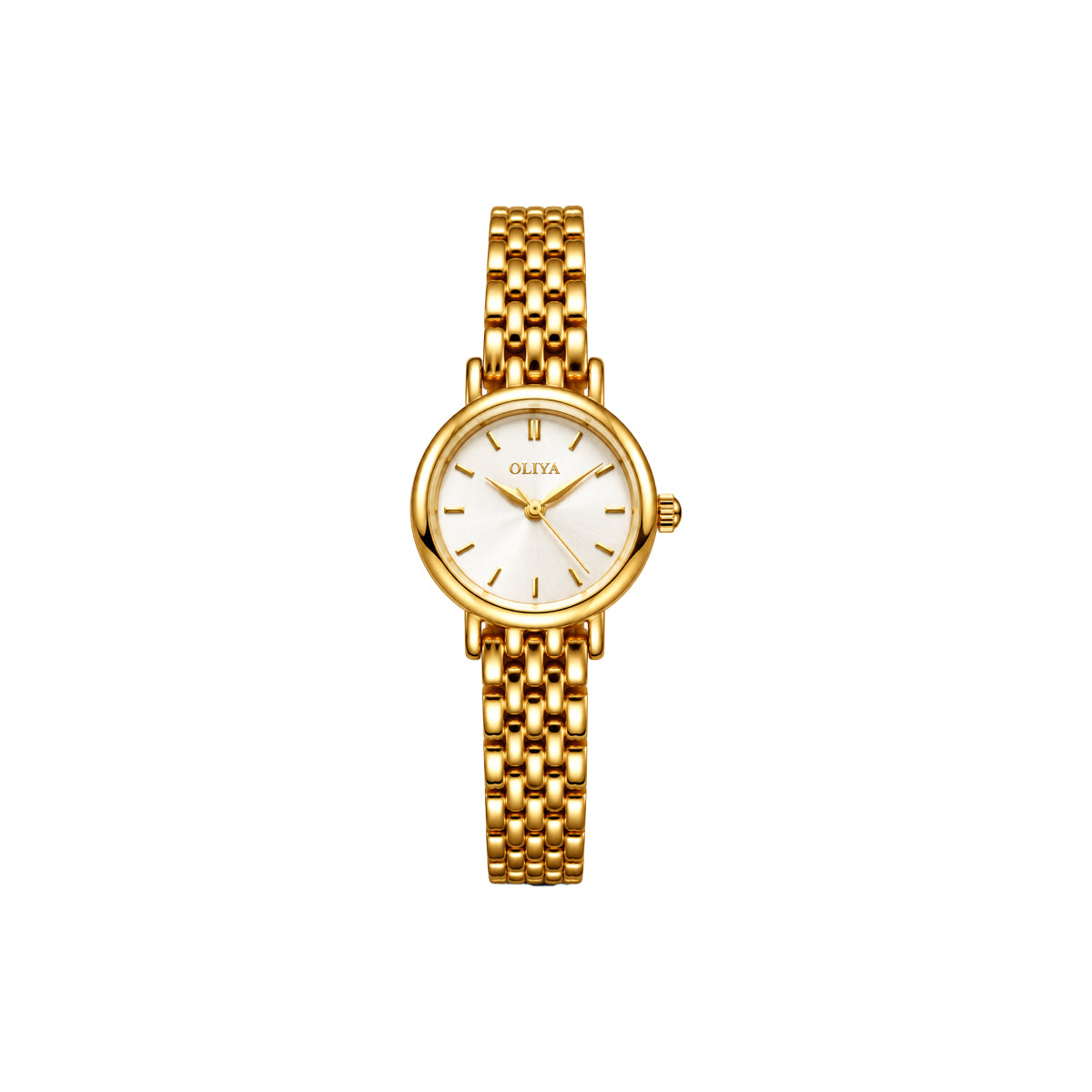OLIYA Elegant Ladies Gold Watch – White Dial & Classic Bracelet