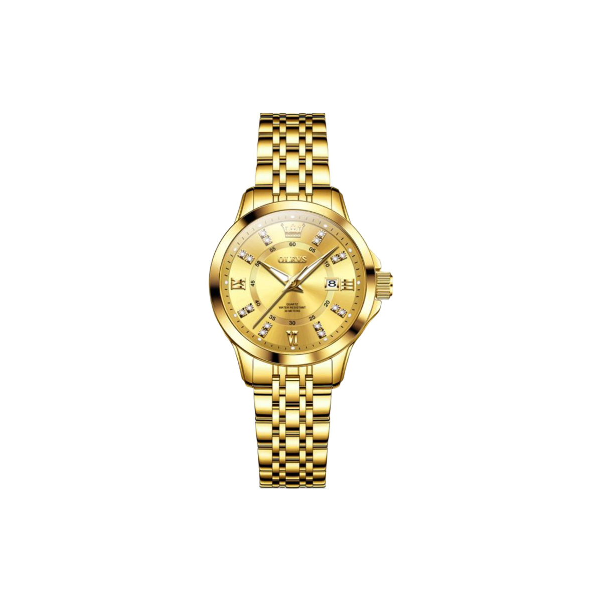 OLEVS 3620 Women’s Luxury Quartz Watch – Golden Elegant Fashion Stainless Steel Wristwatch
