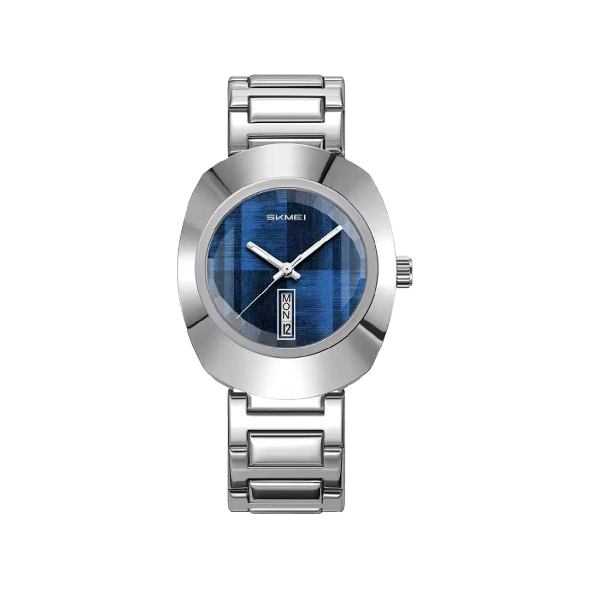 SKMEI 9410 Men’s Retro Oval Quartz Watch Silver Blue– Day Date