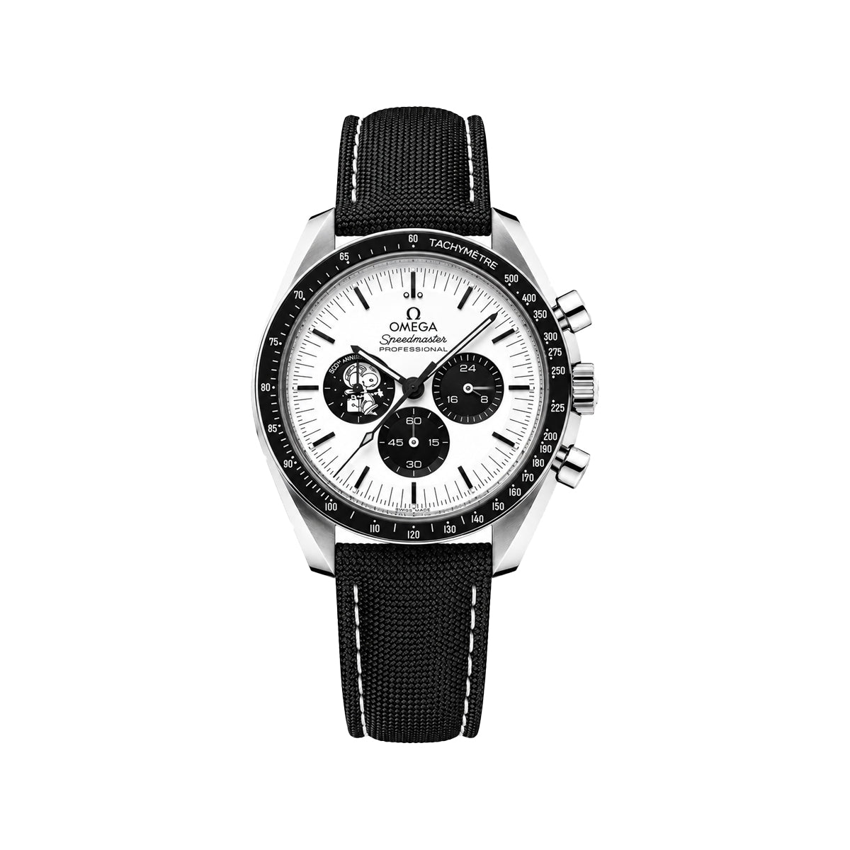 Omega Speedmaster Professional Anniversary Chronograph Men’s Watch – White Dial & Black Fabric Strap
