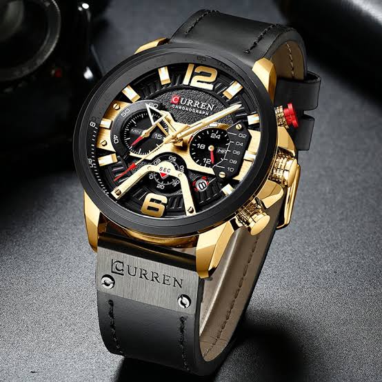 CURREN 8329 quartz watch side view crown and buttons