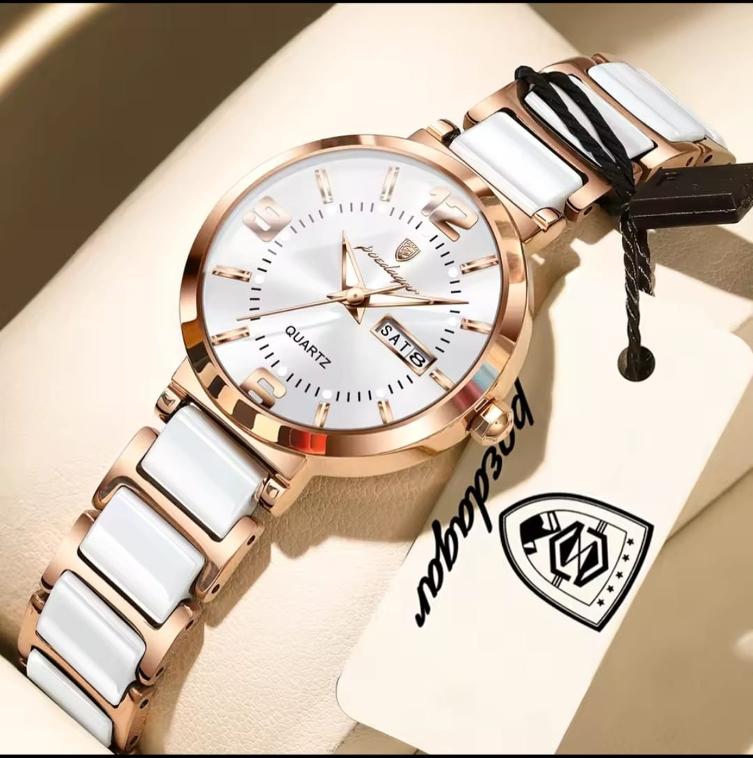 POEDAGAR 507 Women’s Elegant Quartz Watch White– Day Date, Luminous.