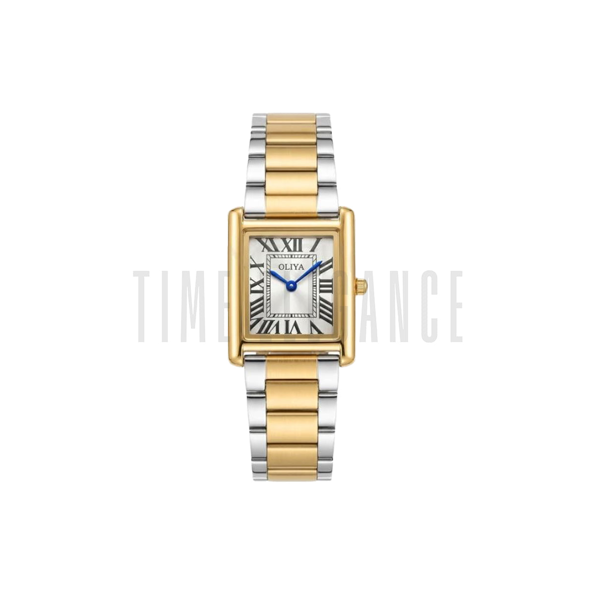 OLIYA 6862 Women’s Luxury Quartz Watch White Dial – Elegant Two-Tone Rectangular Stainless Steel Wristwatch