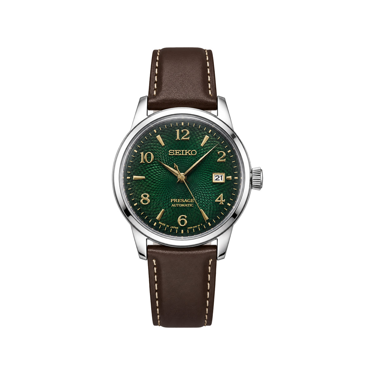 Seiko Presage Cocktail Time SRPE45J1 “Mojito” Automatic Men’s Watch – Green Dial & Brown Leather Strap
